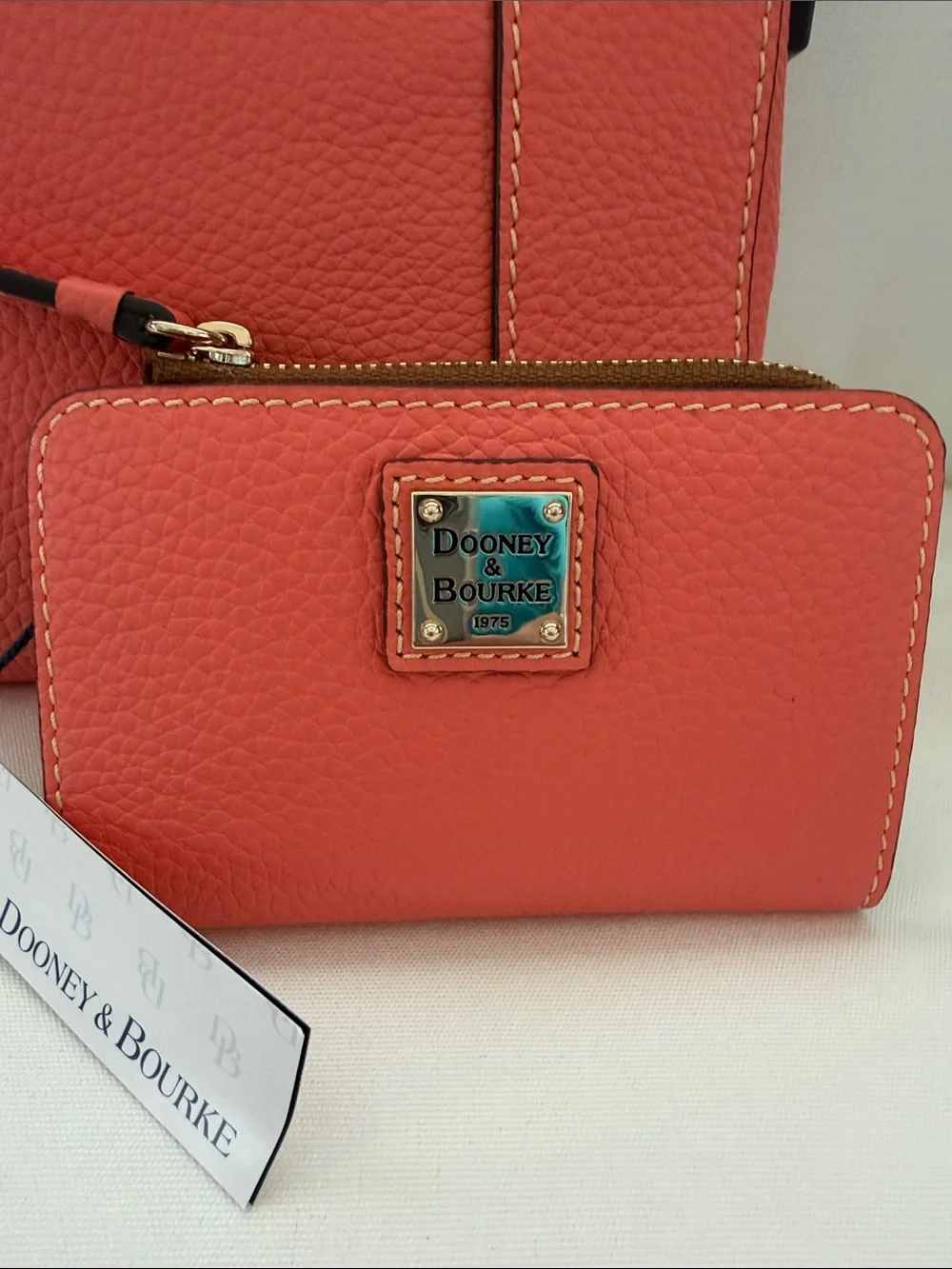 NWT - Dooney & Bourke Coral Pebble Leather Crossbody and Zip Wallet Pair